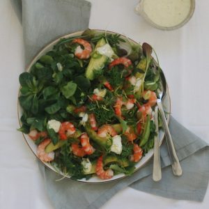 Salat med rejer og avokado