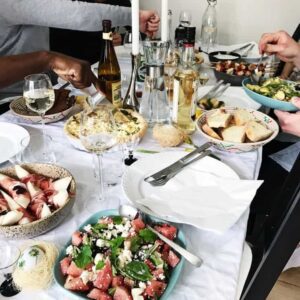 Buffet med fransk kartoffelsalat